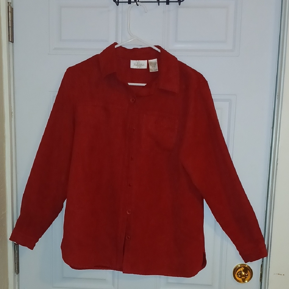 Studio Works Men's Rich Red Casual Button Down Shirt